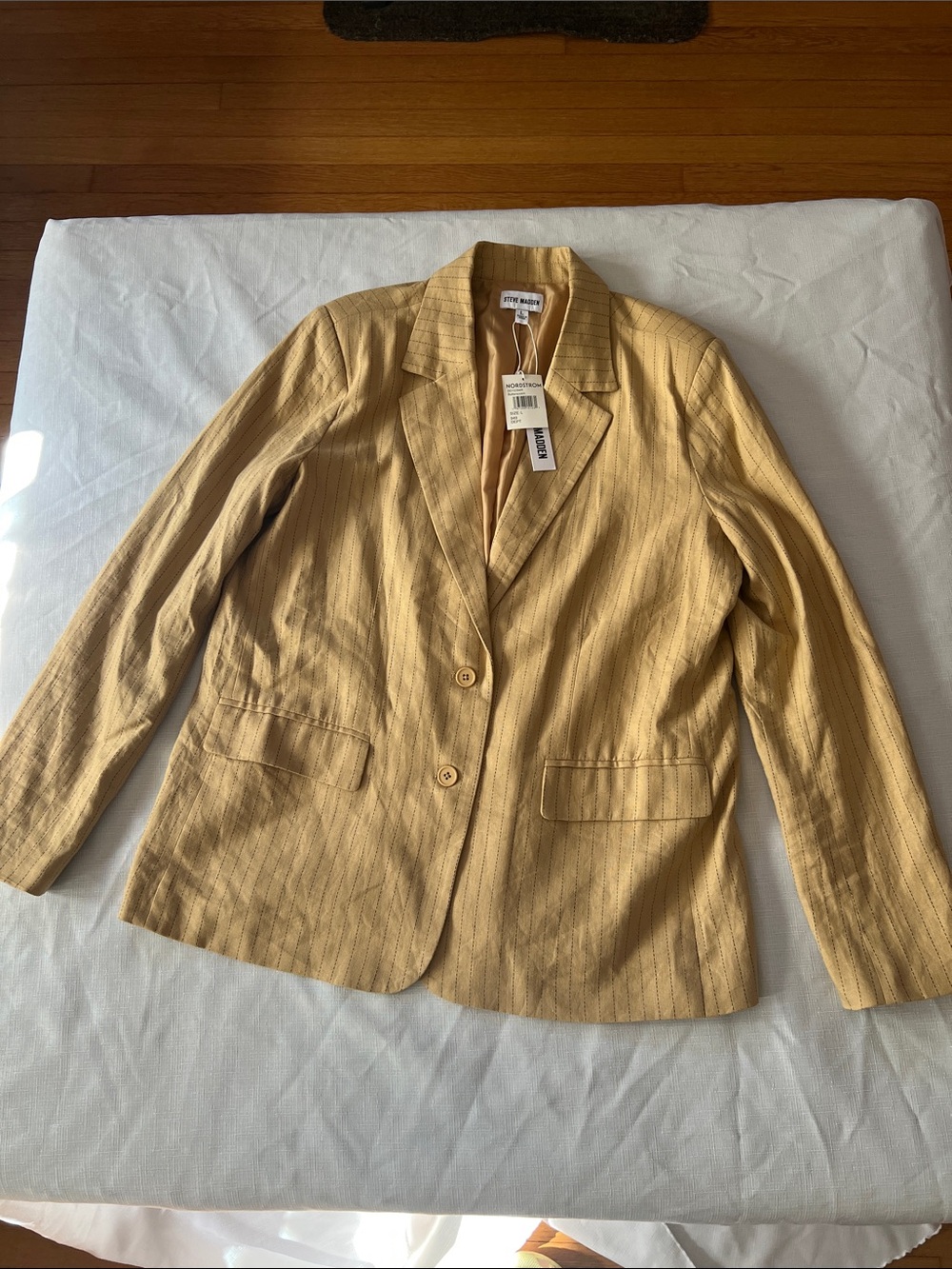 Steve Madden light mustard Pinstripe Blazer